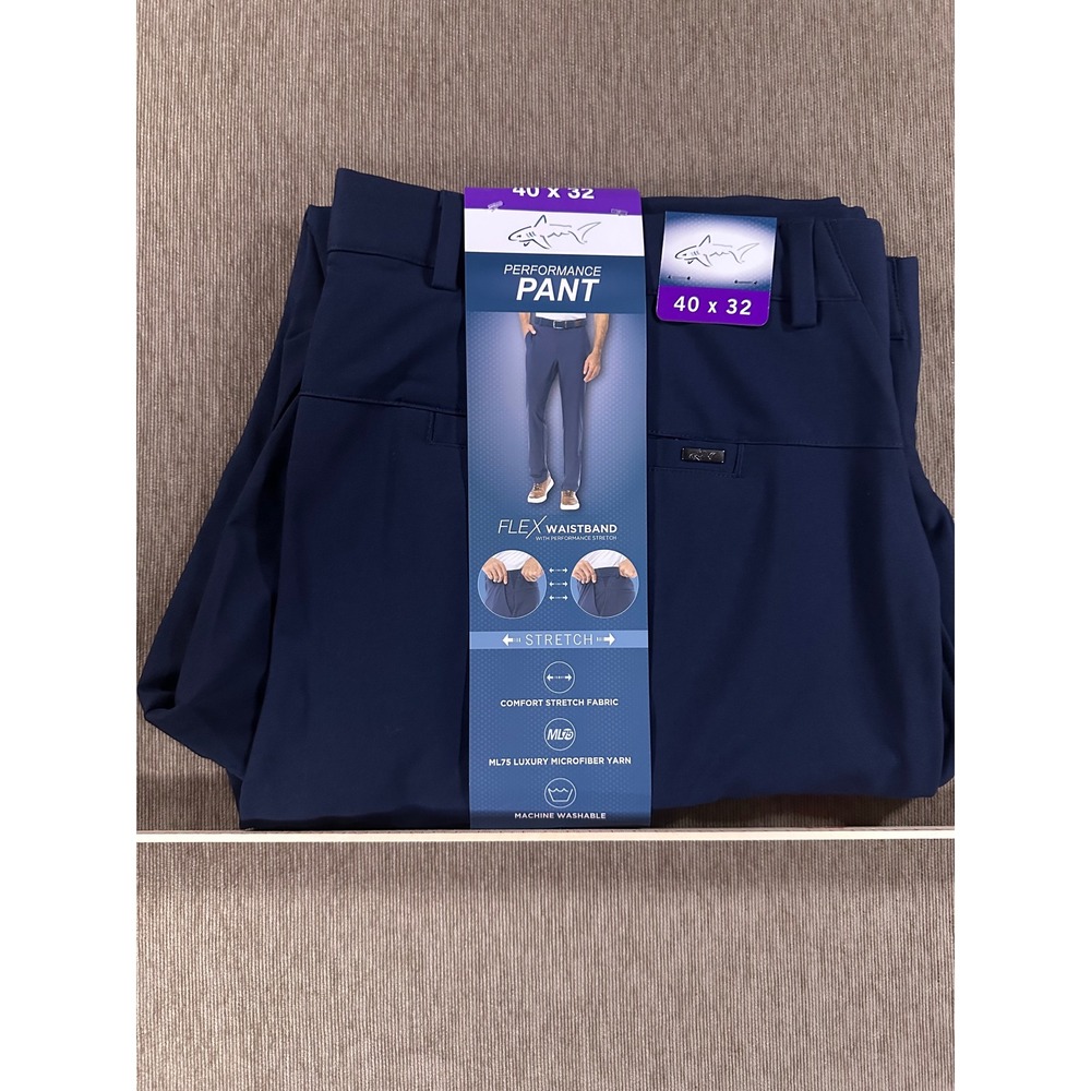 Greg Norman Mens ML75 Performance Pant Blue Flex Waistband Stretch 40x32‎ NEW